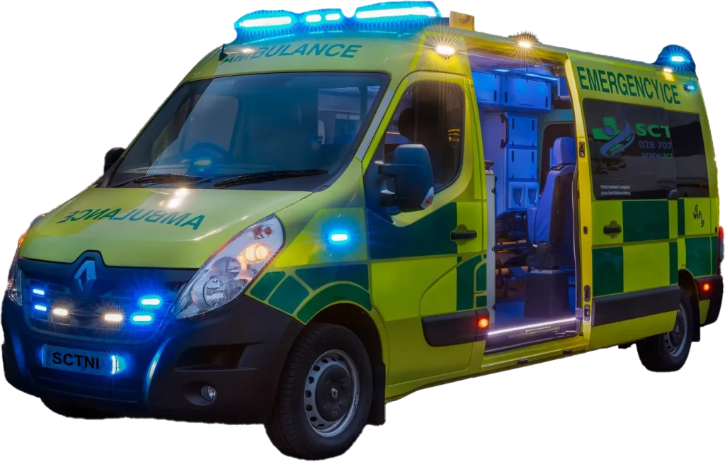 blue lights flashing ambulance